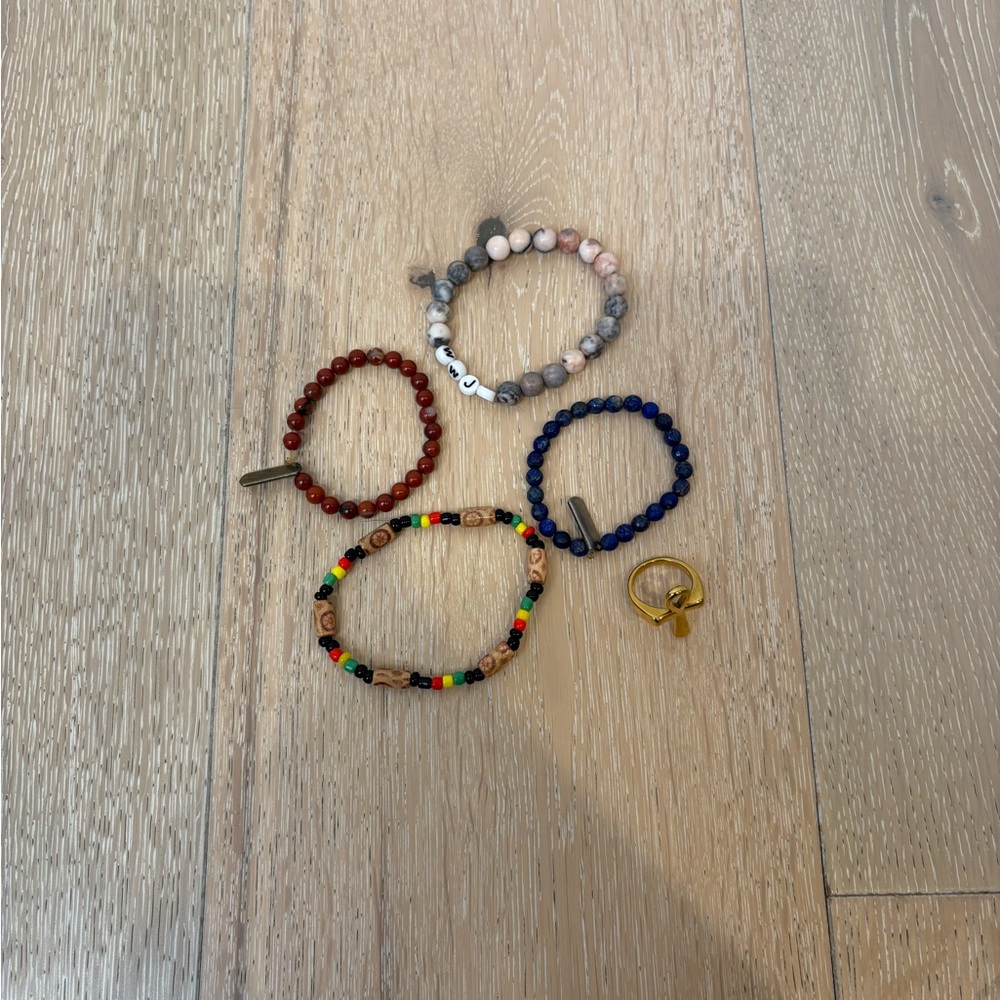 Assorted beaded bracelet and one ring